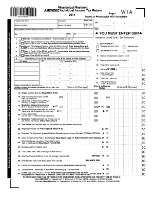Mississippi Amended Individual Income Tax Return