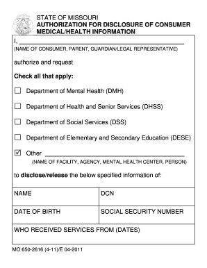 Missouri Medical Information Disclosure Authorization