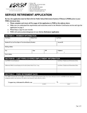 Missouri Service Retirement Application