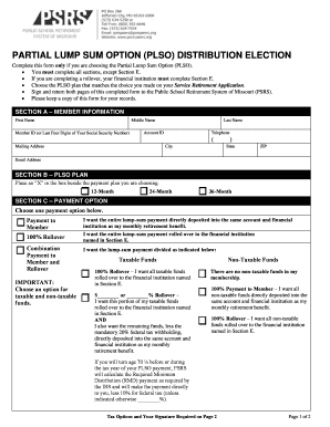 Partial Lump Sum Option (PLSO) Distribution Election