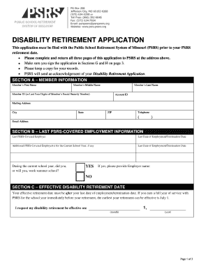 Disability Retirement Application