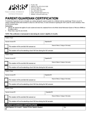 Parent/Guardian Certification for Student Benefits