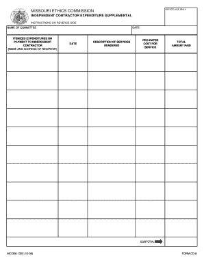 Missouri Independent Contractor Expenditure Report