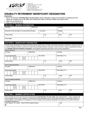 Disability Retirement Beneficiary Designation Form