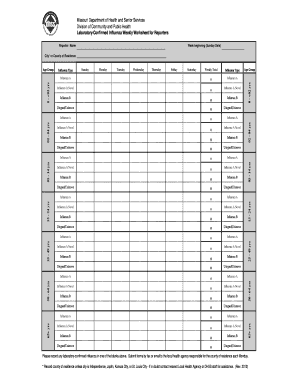 Missouri Influenza Weekly Worksheet
