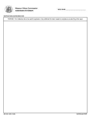 Missouri Ethics Commission Addendum Statement