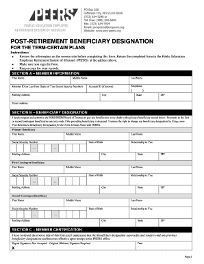 Post-Retirement Beneficiary Designation Form