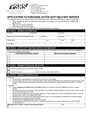 Application to Purchase Active Duty Military Service