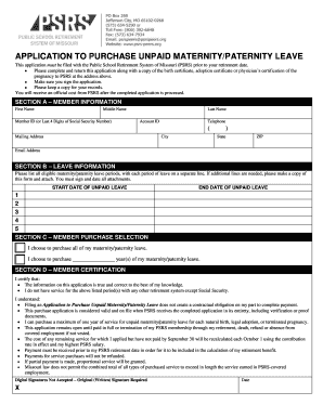 Missouri Unpaid Maternity/Paternity Leave Service Purchase Application