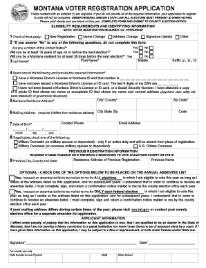 Montana Voter Registration Application