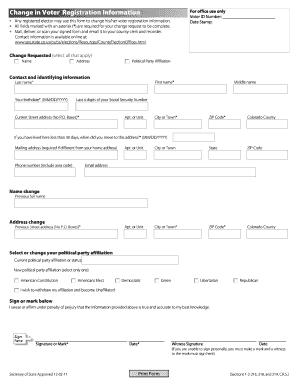 Colorado Voter Registration Change Form