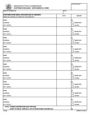 Missouri Ethics Commission Contribution Form