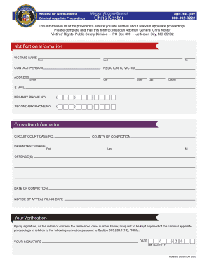 Missouri Victim Notification Form