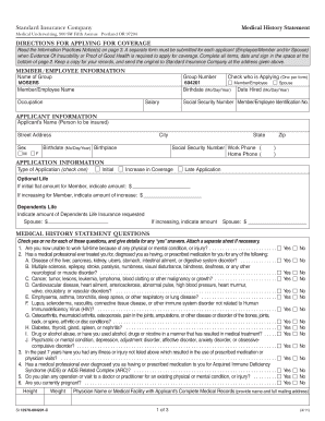 Standard Insurance Medical History Statement