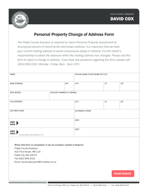 Platte County Personal Property Change of Address Form
