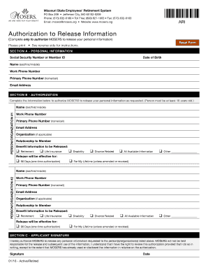 Missouri State Employees' Retirement System Authorization to Release Information