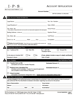 IRA Plus Southwest Account Application