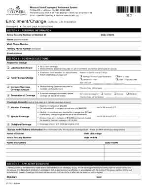 Missouri State Employees' Optional Life Insurance Enrollment Form