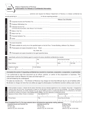 Missouri Authorization For Release of Confidential Information
