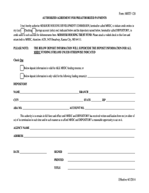 Missouri Housing Trust Fund Preauthorized Payment Agreement