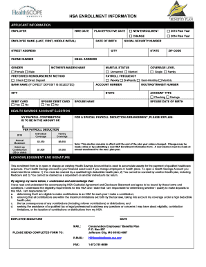 HSA Enrollment Information Form