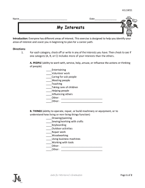 Career Interest Assessment Form