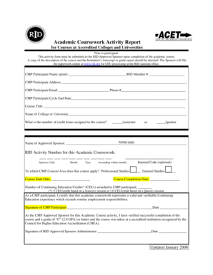 Academic Coursework Activity Report