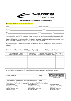 Child Support Verification Form