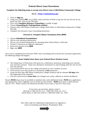 Federal Direct Loan Worksheet