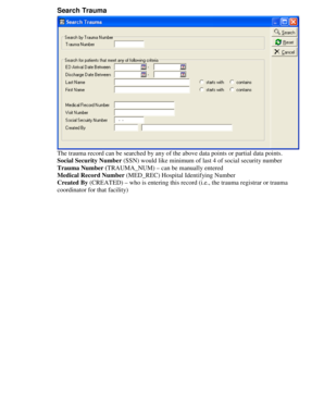 Trauma Manager Search Form