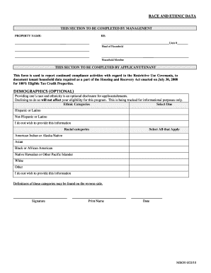 Race and Ethnic Data Reporting Form