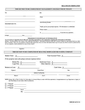Real Estate Verification Form