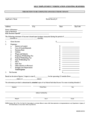Self Employment Verification Form