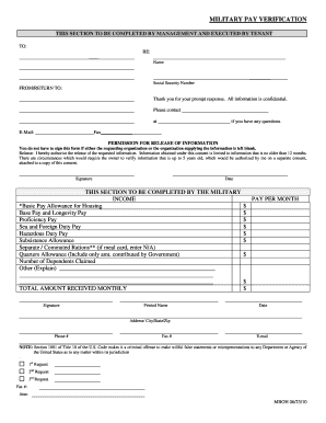 Military Pay Verification Form