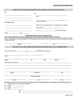 Regular Contributions Permission Form
