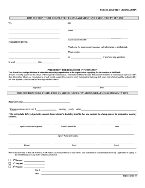 Social Security Verification Form