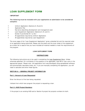 Loan Supplement Form
