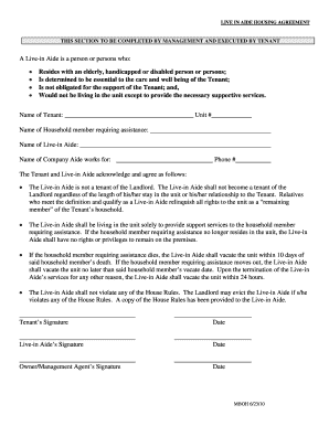 Live-in Aide Housing Agreement