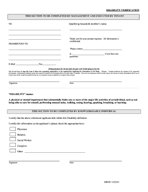 Disability Verification Form