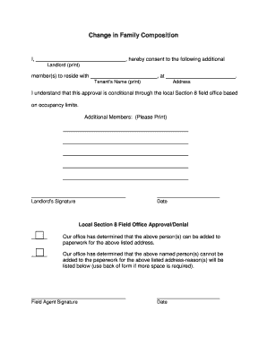 Change in Family Composition Form