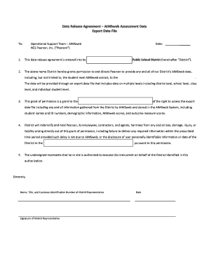 Data Release Agreement for AIMSweb Assessment Data