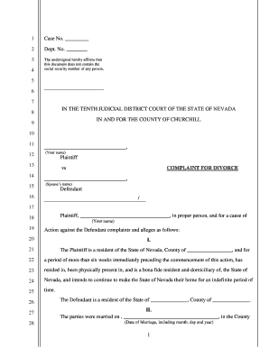 Nevada Divorce Complaint Form