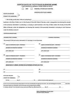 Nevada Fictitious Business Name Certificate