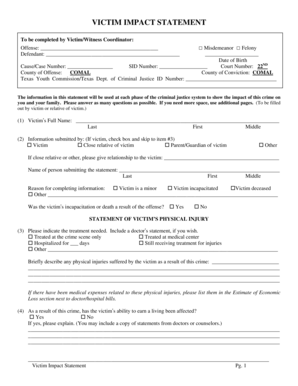 Victim Impact Statement Form