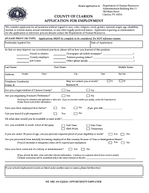 Clarion County Employment Application