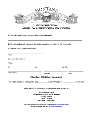 Montana Apostille or Authentication Request Form