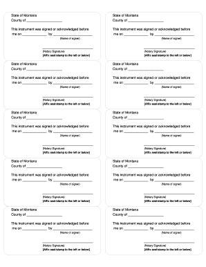 Montana Notary Acknowledgment Form