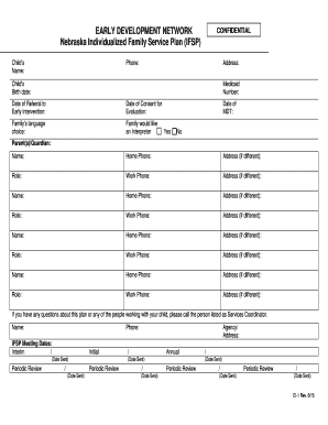 Nebraska Individualized Family Service Plan