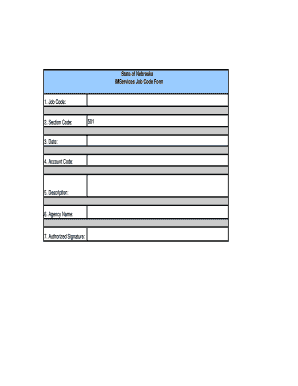 Nebraska IMServices Job Code Form