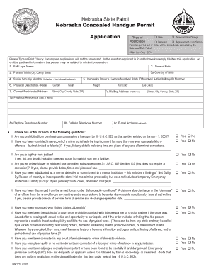 Nebraska Concealed Handgun Permit Application